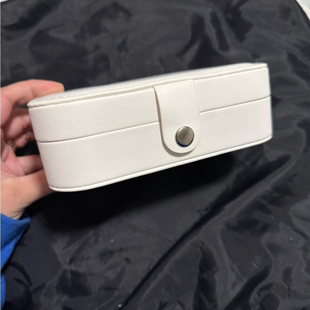 White Jewelry Travel Box with Snap Closure